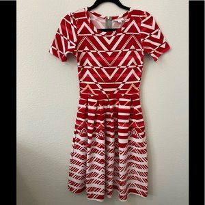 Red & White LuLaRoe Amelia Dress